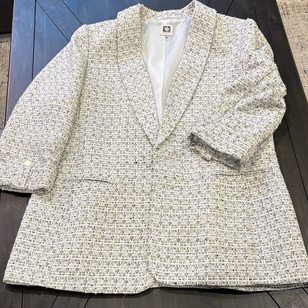 Anne Klein White and Black Tweed Blazer